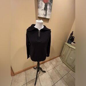 ECO Women’s Black Ribbed 3/4 Zip Sweater Size XS